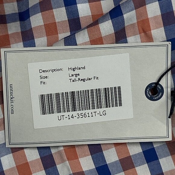 UNTUCKit Highland Shirt Mens LT Blue Orange Check Long Sleeve Button Up New - Picture 8 of 9